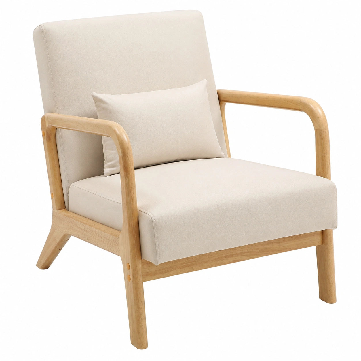 Fauteuil relax, en tissu, rembourré, coloris crème, pour le salon