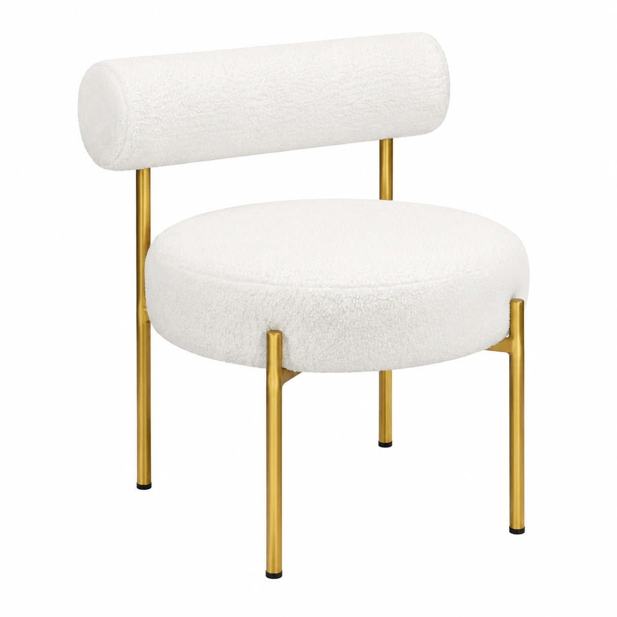 Fauteuil relax, en tissu bouclette, coloris blanc et doré, pour le salon