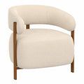 Fauteuil, en noyer et tissu, coloris beige, pour le salon ou la chambre