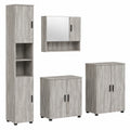 Armoire, avec rangement, coloris gris, 4 pièces, pour la chambre