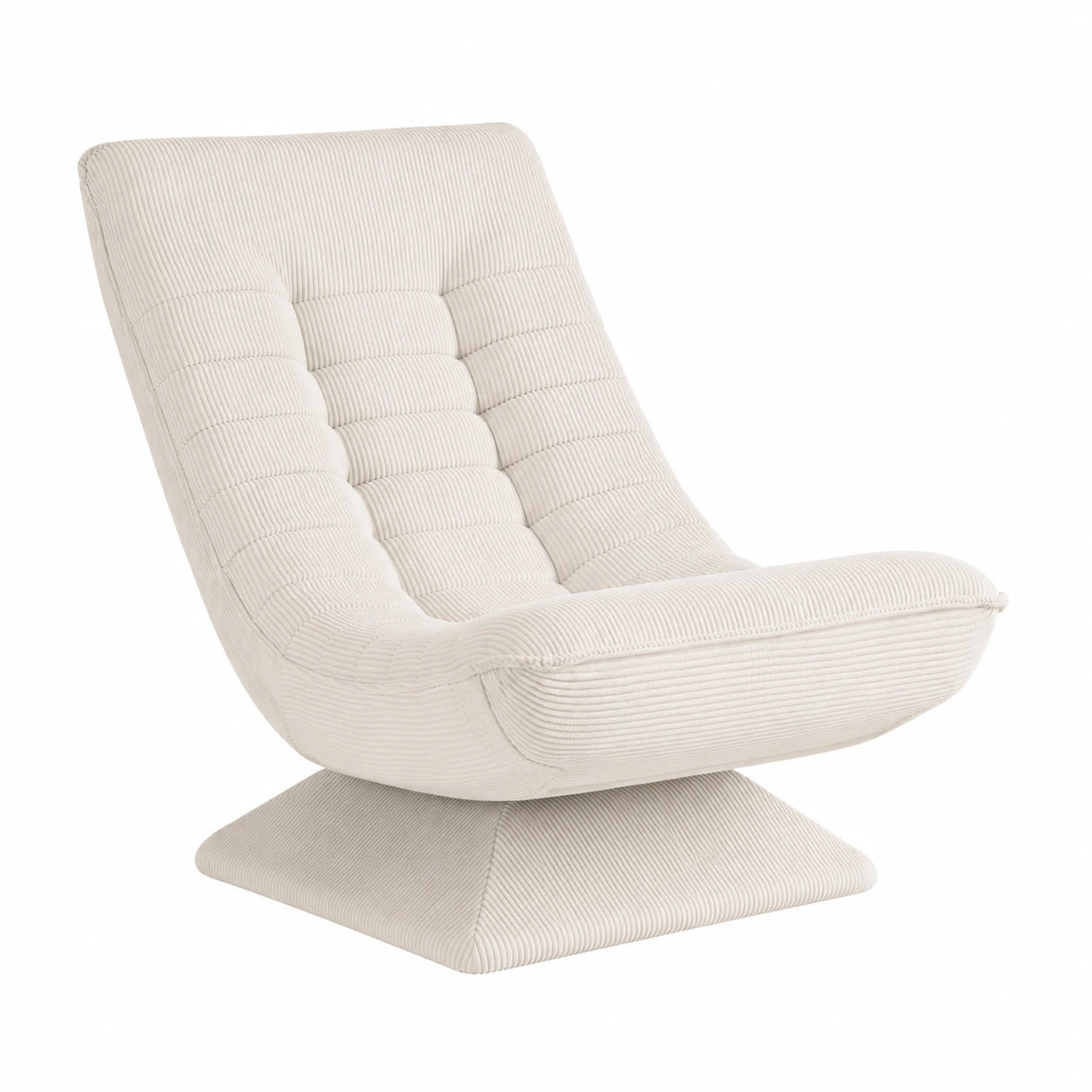 Fauteuil relax, en velours, pliable, pivotant, rembourré, coloris beige, pour le salon