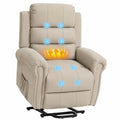 Fauteuil relax, avec prise intégrée, en lin et tissu, coloris beige, pour le salon