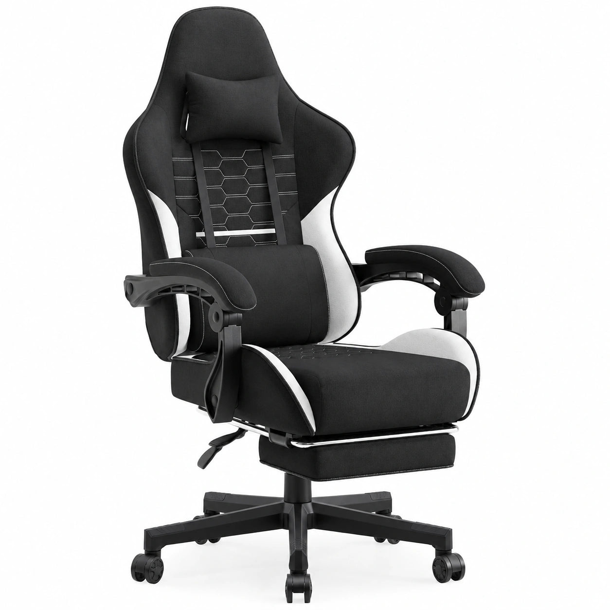 Fauteuil, en tissu, coloris noir et blanc, pour le salon ou la chambre