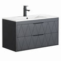 Ensemble de meubles de salle de bain, avec tiroirs, coloris noir, 90 x 45 x 46 cm, pour la salle de bain