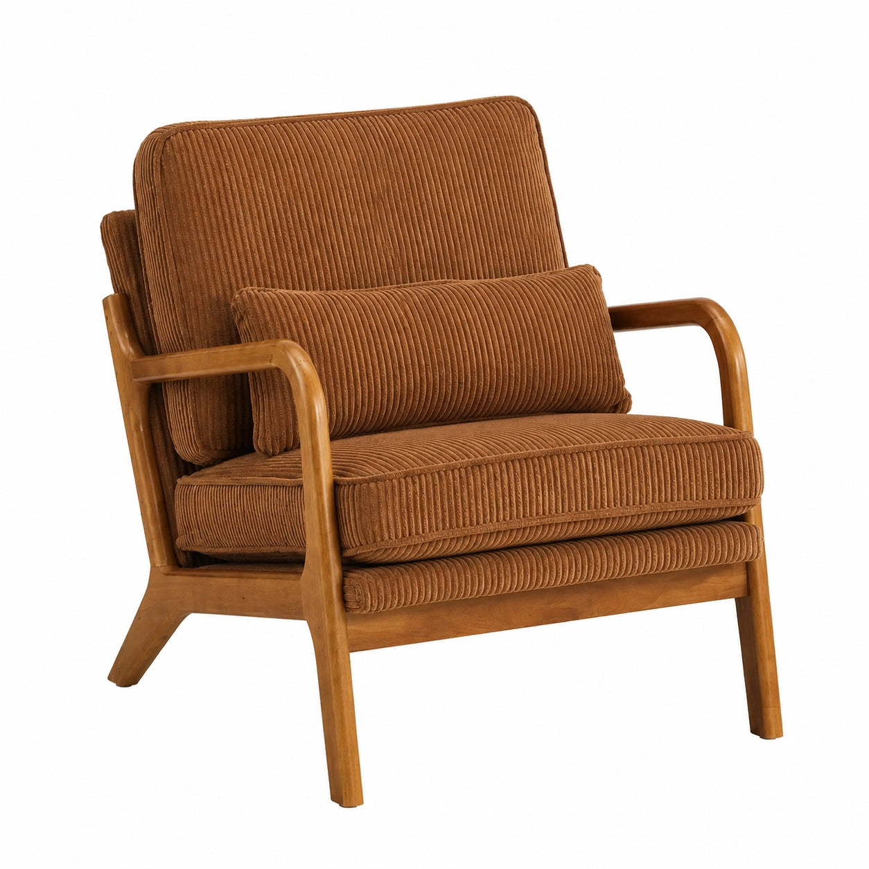 Fauteuil, en velours côtelé, coloris marron, 65 x 80 x 78 cm, pour le salon ou la chambre