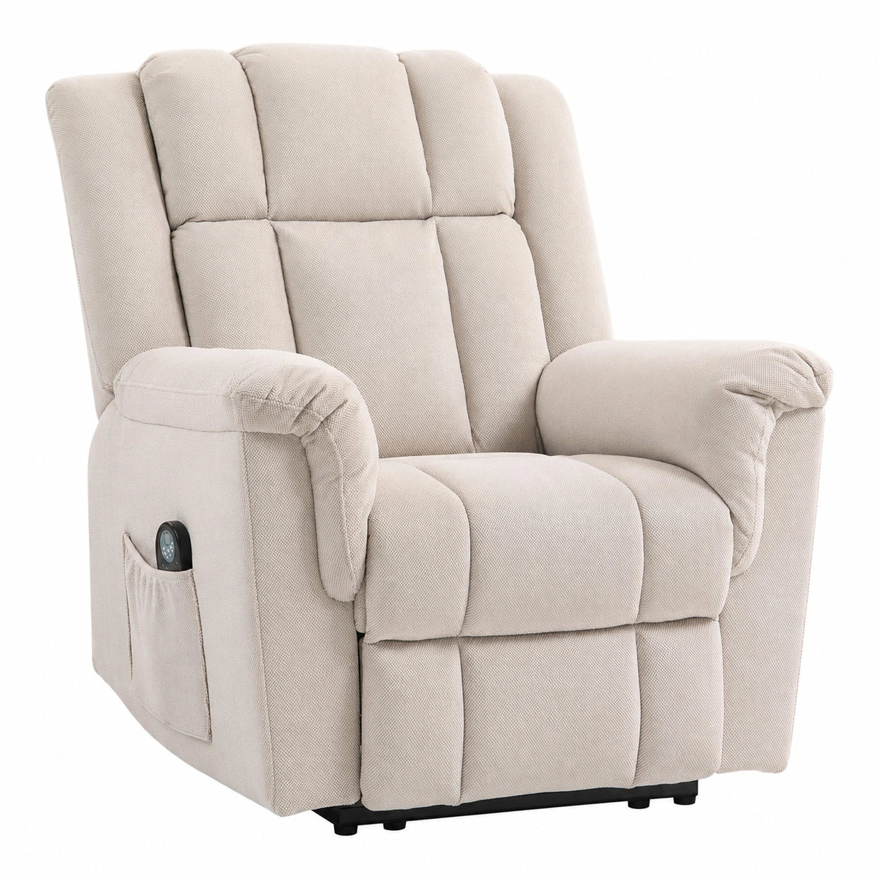 Fauteuil relax, réglable, en tissu, coloris beige, pour le salon