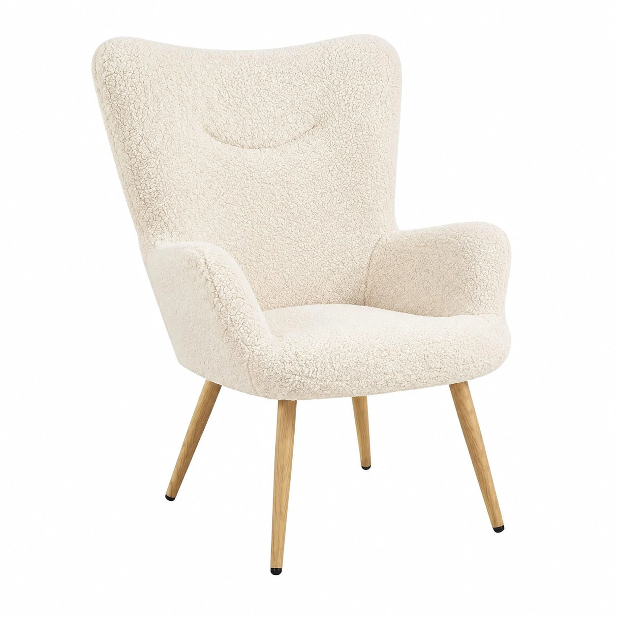 Fauteuil, en métal et tissu bouclette, coloris ivoire, pour le salon ou la chambre