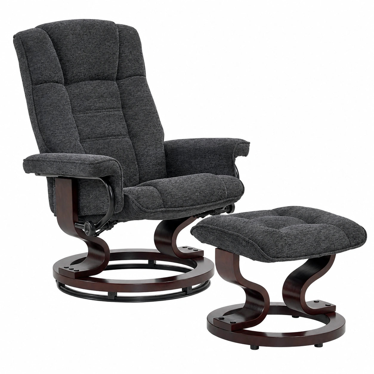 Chaise longue, pivotant, en tissu, coloris gris, pour la terrasse ou le jardin