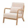 Fauteuil, en bois massif et velours, coloris beige, pour le salon ou la chambre