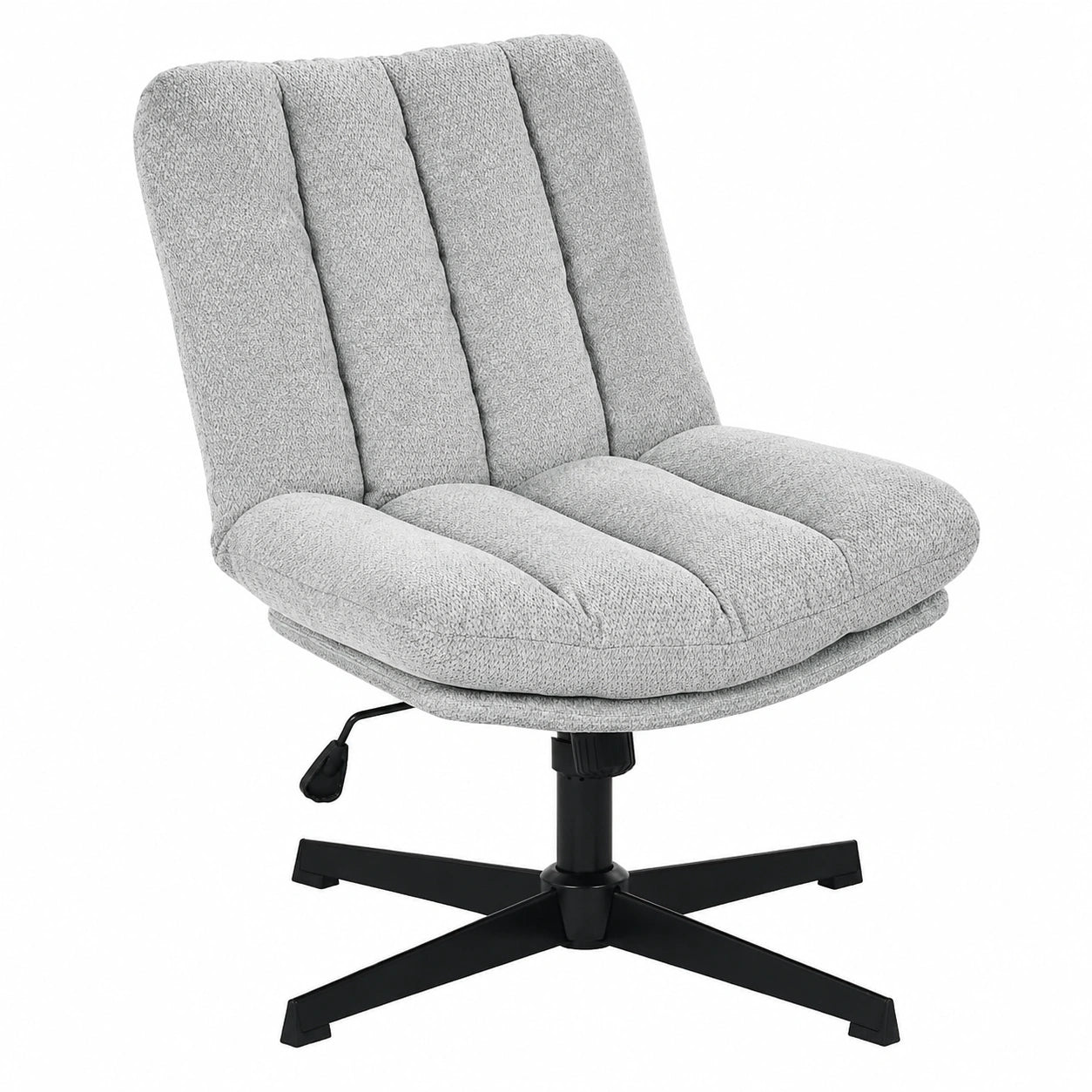 Fauteuil, en tissu, pivotant, réglable, sur roulettes, coloris gris, pour le salon ou la chambre