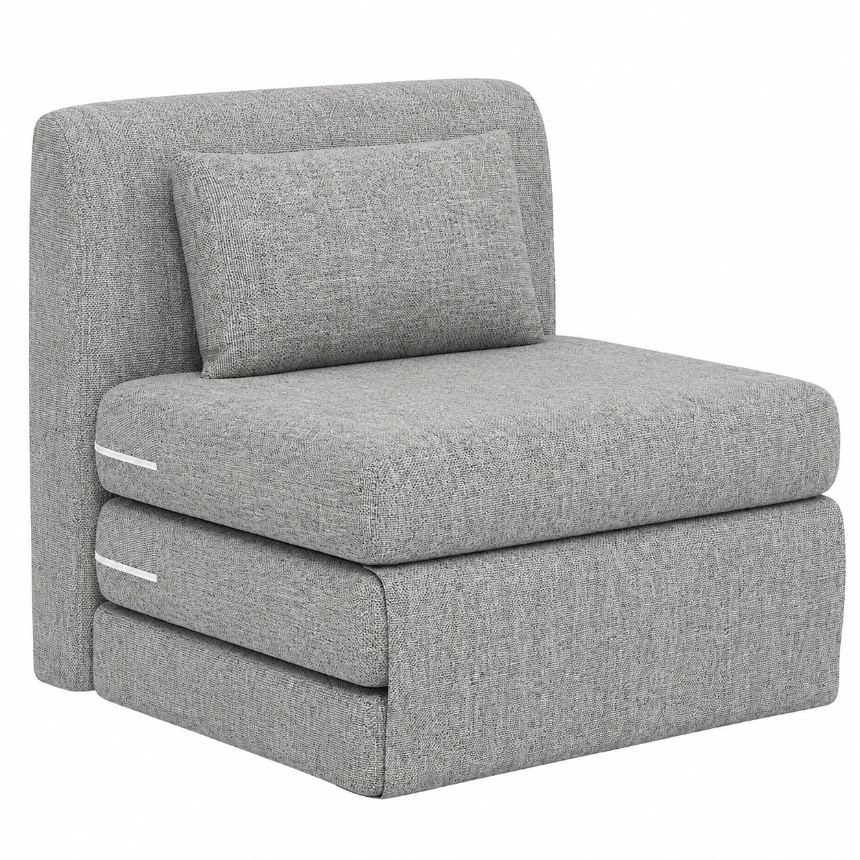 Matelas, 1 place, convertible, en lin et tissu, coloris gris, pour la chambre