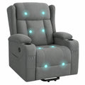 Fauteuil relax, en tissu, avec prise intégrée, coloris gris, pour le salon