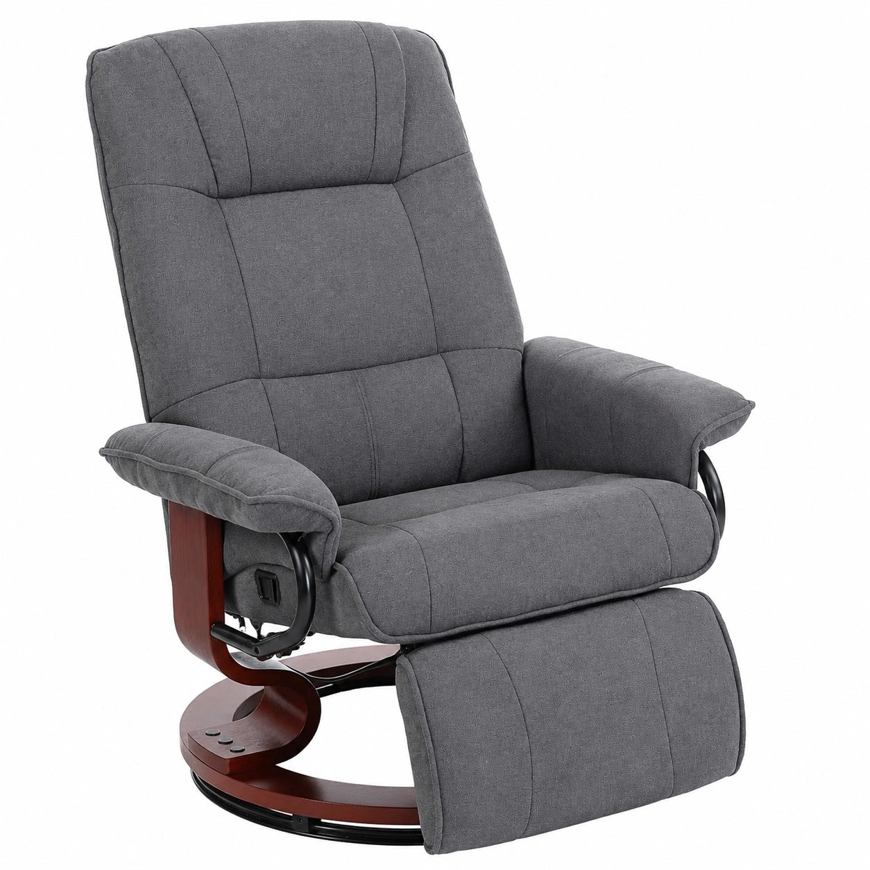 Fauteuil relax, pivotant, réglable, en lin et tissu, coloris gris, pour le salon