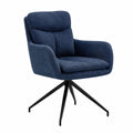 Fauteuil, pivotant, rembourré, en tissu, coloris bleu, pour le salon ou la chambre