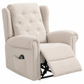 Fauteuil relax, en lin et tissu, réglable, coloris beige, pour le salon