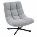 Fauteuil relax, en acier et tissu, pivotant, rembourré, sur roulettes, coloris gris, pour le salon