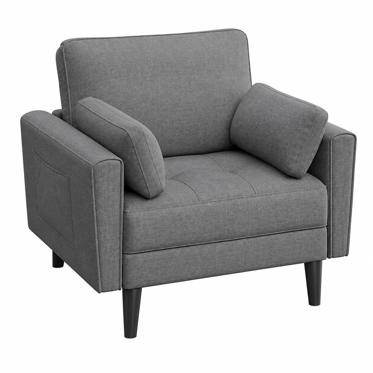 Fauteuil, en tissu, coloris gris, pour le salon ou la chambre