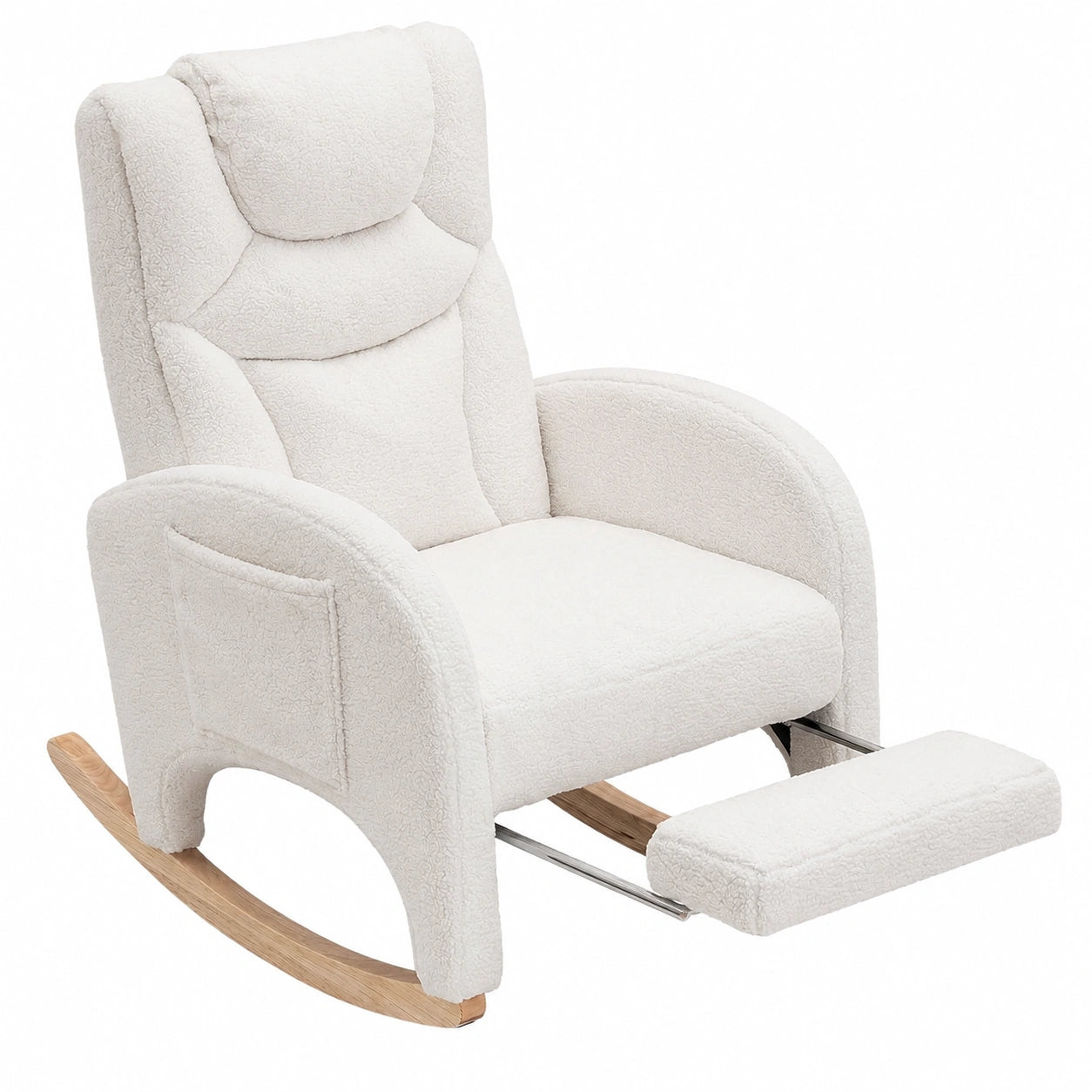Fauteuil relax, en tissu, coloris blanc, pour le salon